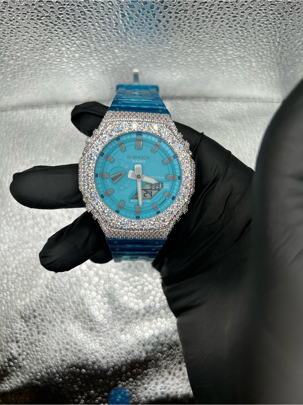 G-Shock Turquoise Blue Crystal Bezel Analog-Digital Watch